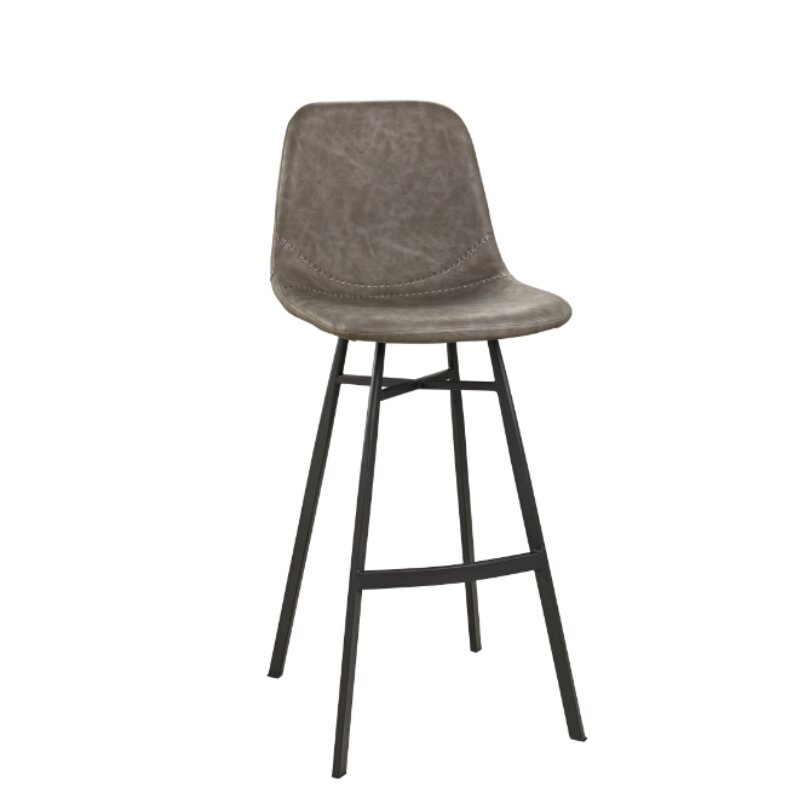 Chaise de bar style rtro industriel JONES B assise aspect cuir vintage gris