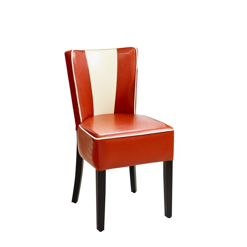 Chaise en bois rembourre TORAN-STRIPES  Blanc Simili-cuir