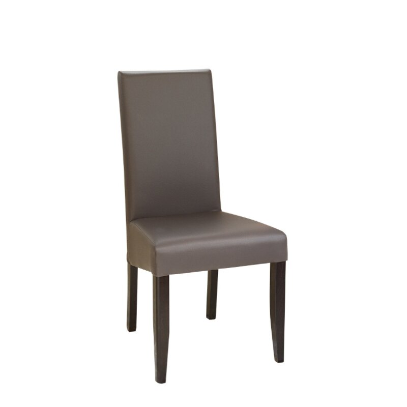 Chaise en bois teinte noyer fonc avec assise simili cuir PATIA-PLUS-S