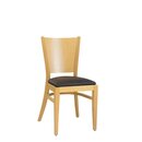 Chaise en bois assise rembourre empilable DIORA-P ST Htre naturel Simili-cuir antique