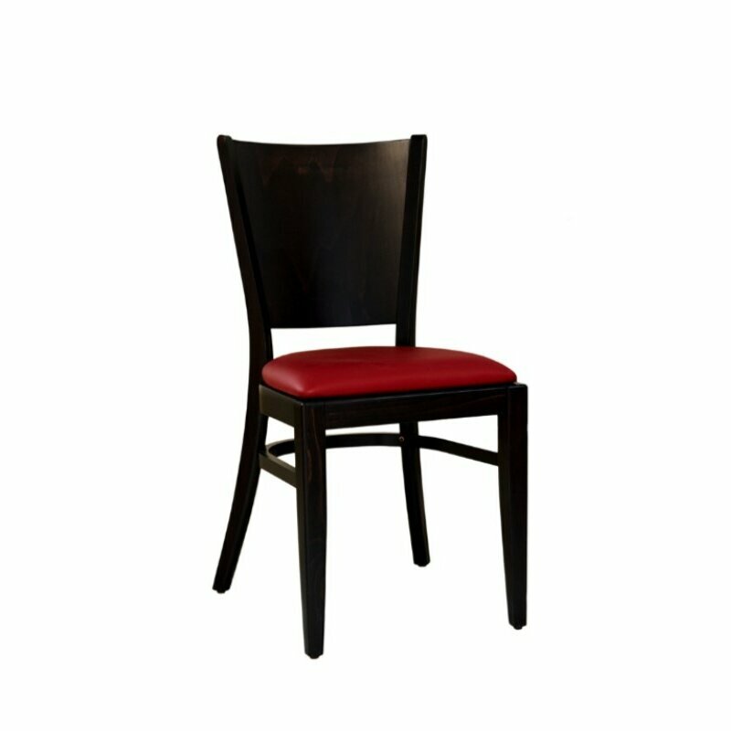 Chaise en bois assise rembourrée empilable DIORA-P ST Wengé (Noyer foncé) Simili-cuir antique