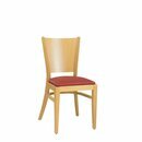 Chaise en bois assise rembourrée empilable DIORA-P ST Wengé (Noyer foncé) Cuir véritable