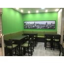 Chaise de bar bistrot en bois assise rembourre DIORA BP Weng (Noyer fonc) Tissus