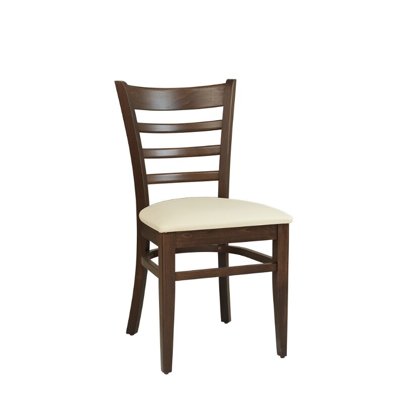 Chaise en bois assise rembourre ZEUS&ndash;P Blanc Cuir vritable