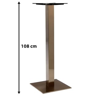 Pied de table haute carr en inox coloris cuivre...