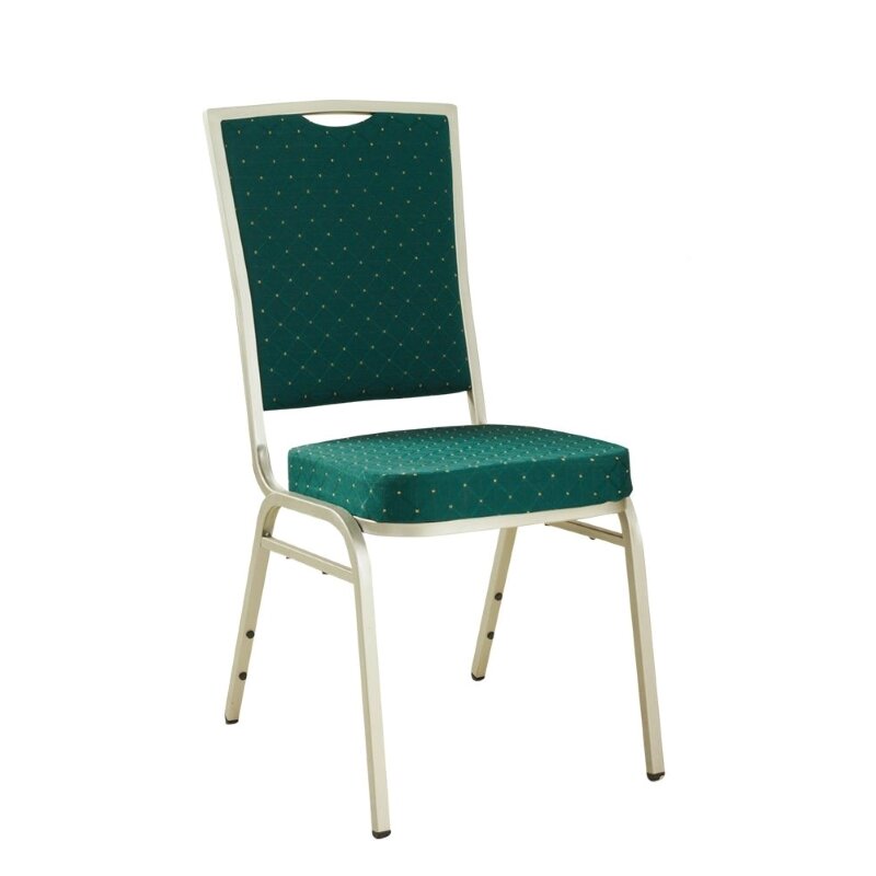 Chaise de banquet acier rembourre ALBIN 11 Vert avec points dors Or