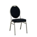 Chaise de banquet acier rembourr�e ALBIN 01 Noir avec points dor�s
