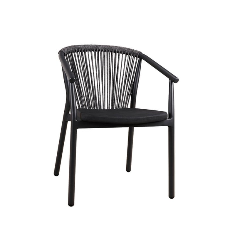 Chaise dextrieur aluminium et fibres tresses anthracite BHUTAN