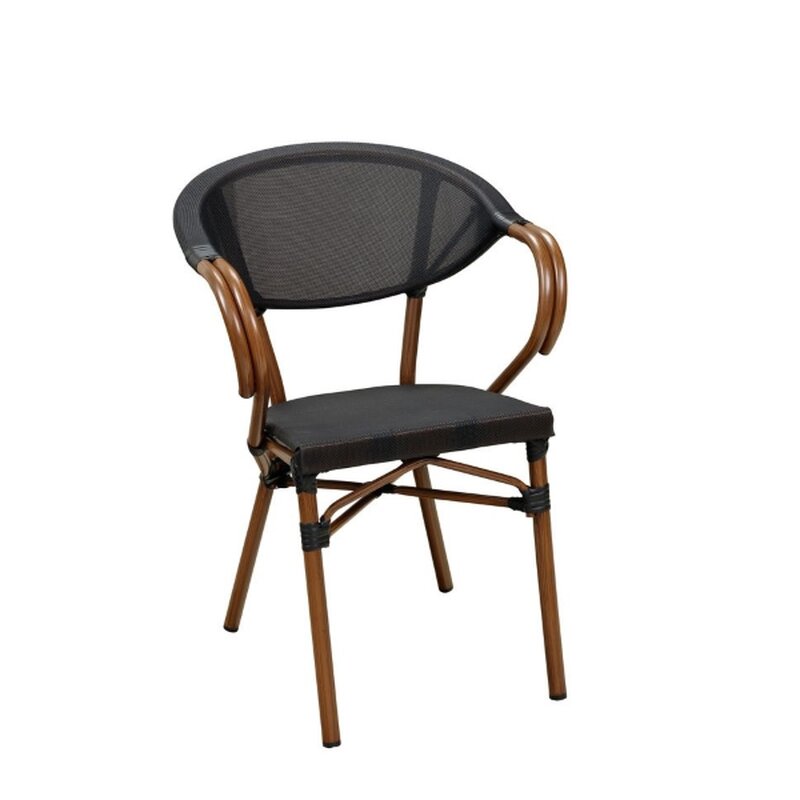 Chaise dextrieur empilable noir GANU