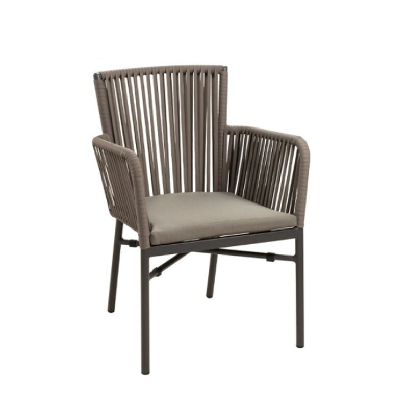 Chaise dextrieur aluminium et fibres tresses gris taupe SIMARA