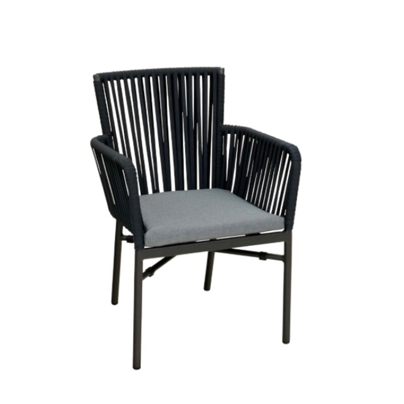 Chaise dextrieur aluminium et fibres tresses gris anthracite SIMARA