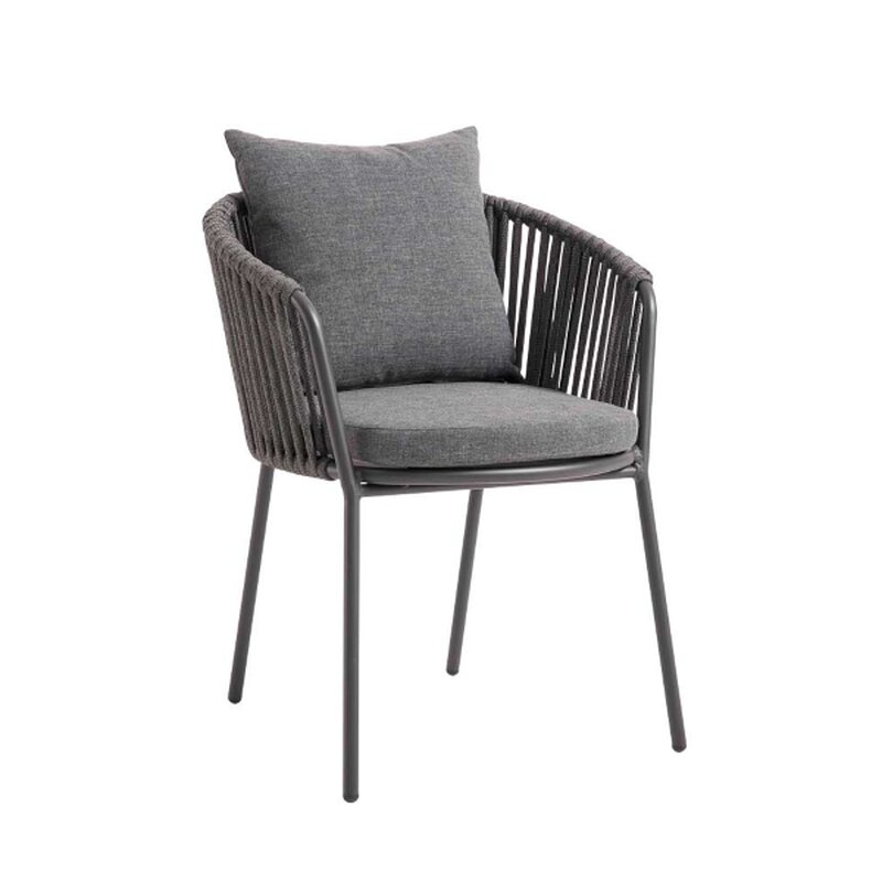 Chaise dextrieur aluminium et fibres tresses anthracite KAIRO