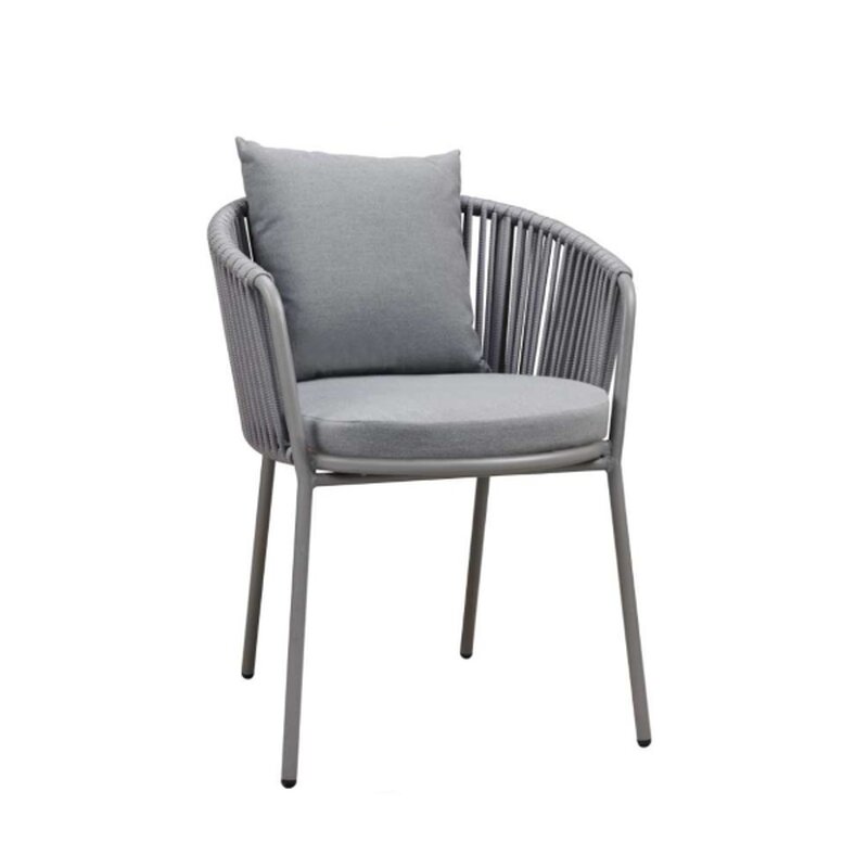 Chaise dextrieur aluminium et fibres tresses gris perle KAIRO