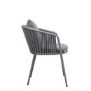 Chaise dextrieur aluminium et fibres tresses gris perle KAIRO