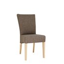 Chaise en bois rembourr�e JINIDIS H�tre fonc� Cuir v�ritable