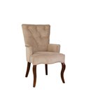 Chaise en bois rembourrée capitonnée avec accoudoirs STELLA Blanc Simili cuir