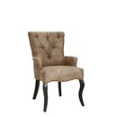 Chaise en bois rembourr�e capitonn�e avec accoudoirs STELLA Noyer am�ricain Simili cuir