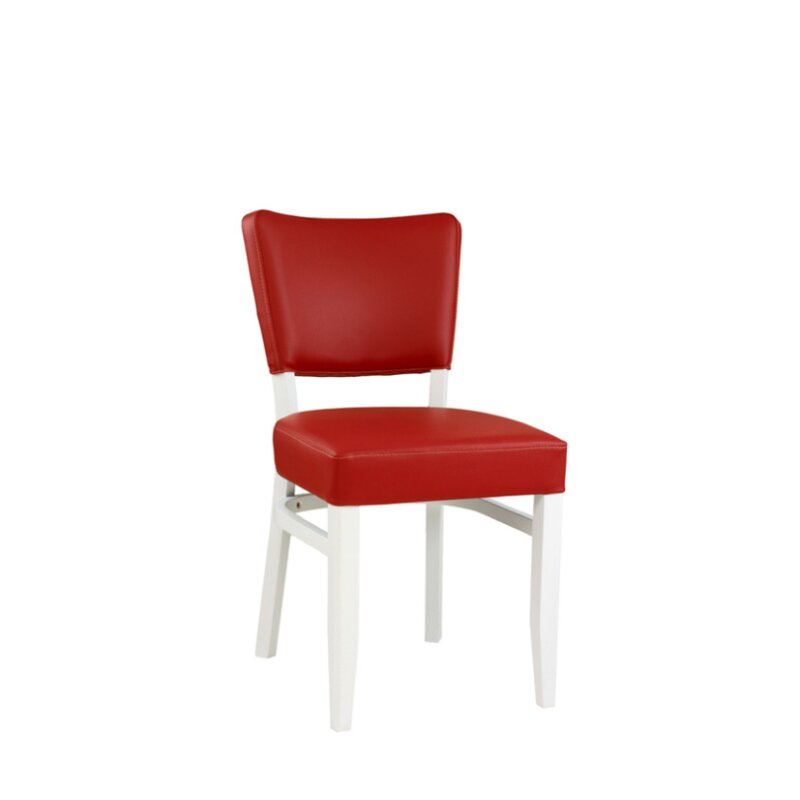 Chaise en bois rembourrée AKINA-100 configurable Blanc Simili-cuir