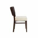 Chaise en bois rembourrée AKINA-100 configurable Blanc Cuir véritable