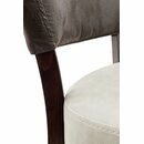 Chaise en bois rembourrée AKINA-100 configurable Blanc Cuir véritable