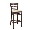 Chaise de bar en bois assise rembourr�e ZEUS BP H�tre naturel Simili-cuir