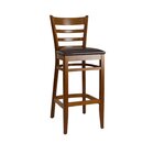 Chaise de bar en bois assise rembourr�e ZEUS BP H�tre naturel Simili-cuir