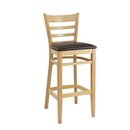 Chaise de bar en bois assise rembourr�e ZEUS BP H�tre naturel Simili-cuir