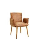 Chaise en bois rembourre VISETA A Nougat Tissus