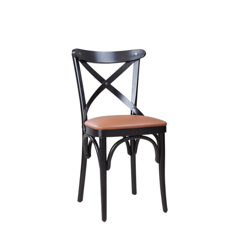Chaise bistrot en bois avec assise rembourre CIRONAL P Tissus