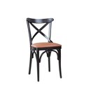 Chaise bistrot en bois avec assise rembourre CIRONAL P Tissus