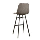 Chaise de bar style rétro industriel JONES B assise aspect cuir vintage gris