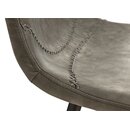 Chaise de bar style rétro industriel JONES B assise aspect cuir vintage gris