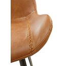 Chaise style rétro industriel en métal et rembourrée simili cuir HYSIL camel antique