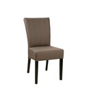 Chaise en bois rembourr�e JINIDIS-200 Weng� (Noyer fonc�) Cuir v�ritable