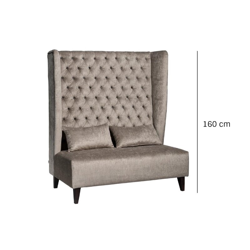 Banquette baroque modulable largeur sur-mesure STILA-H3 Noyer clair Simili-cuir