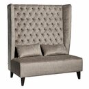 Banquette baroque modulable largeur sur-mesure STILA-H3 Noyer clair Simili-cuir