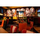 Chaise en bois rembourre TORAN-STRIPES  Weng (Noyer fonc) Tissus