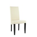 Chaise en bois teintée noyer foncé avec assise simili cuir PATIA-PLUS-S Simili-cuir noir