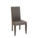 Chaise en bois teinte noyer fonc avec assise simili cuir PATIA-PLUS-S Simili-cuir Gris