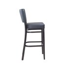 Chaise de bar en bois teinte weng assise en simili cuir noir AKINA-100 B Tissus