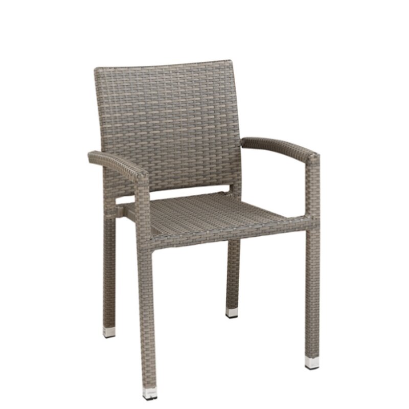 Chaise dextrieur rsine tresse PANAMA gris clair