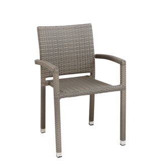 Chaise dextrieur rsine tresse PANAMA gris clair