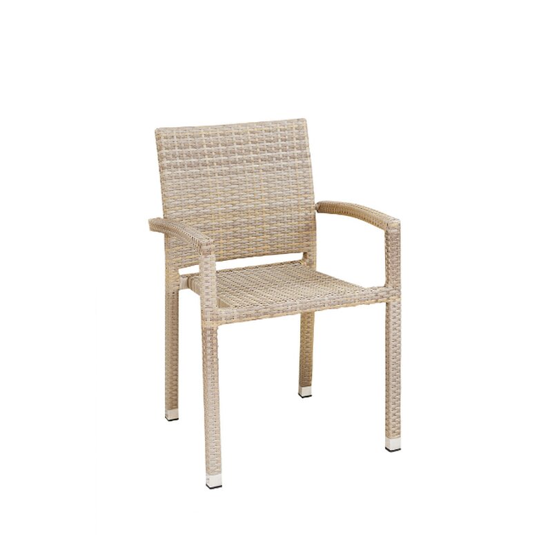 Chaise extrieure aluminium rsine tresse PANAMA beige sans coussin