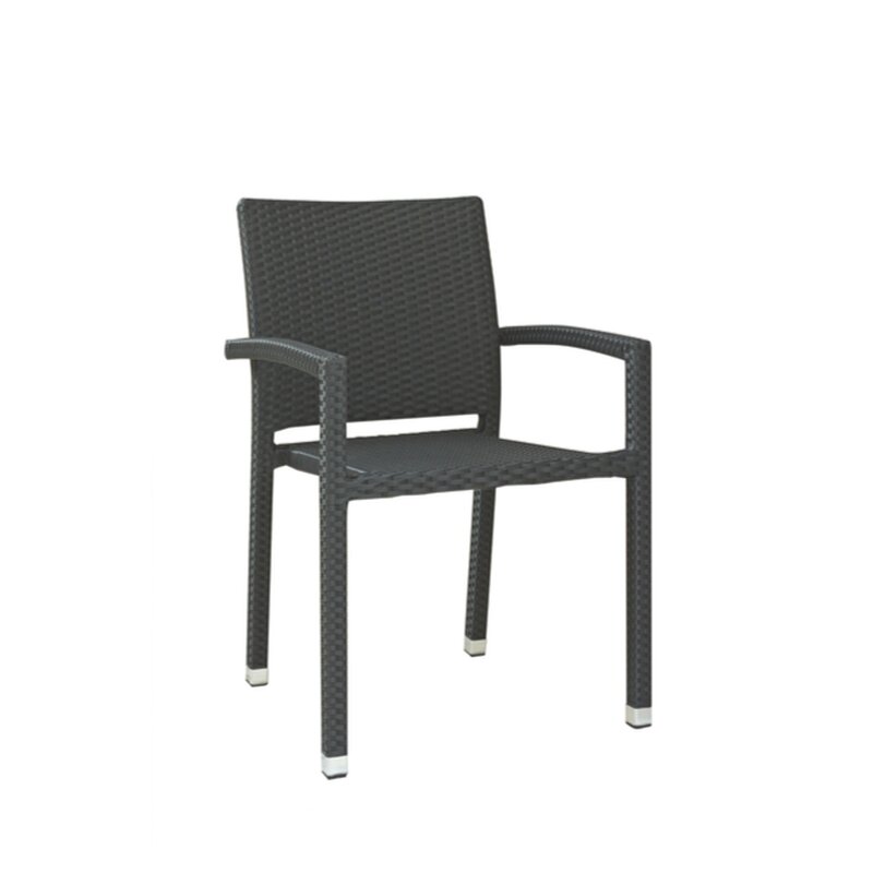 Chaise extrieure aluminium rsine tresse PANAMA noir sans coussin