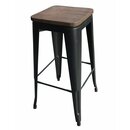 Tabouret de bar en mtal style rtro industriel TOXOR B noir et bois