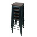 Tabouret de bar en mtal style rtro industriel TOXOR B noir et bois