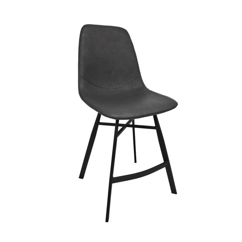 Chaise rétro industriel JONES PW assise aspect cuir vintage noir