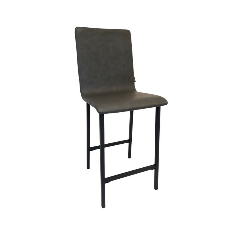 Chaise de bar ENNIA B assise aspect cuir vintage noir