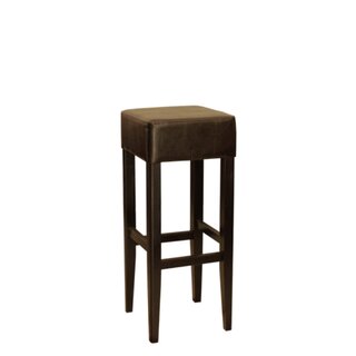 Tabouret de bar en bois noyer fonc weng assise simili...