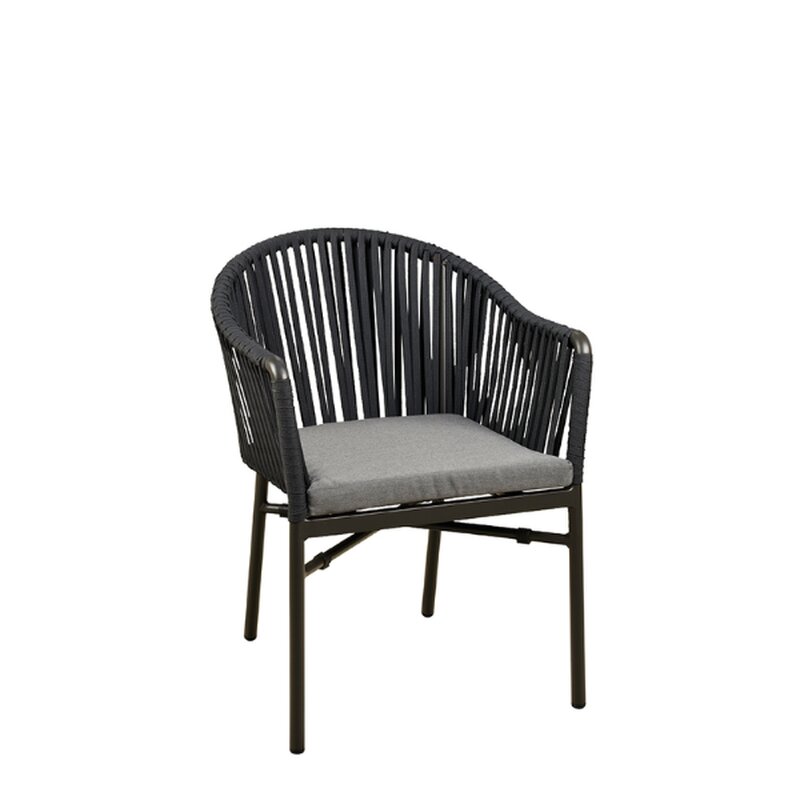 Chaise dextrieur aluminium et fibres tresses RAMILA Gris anthracite